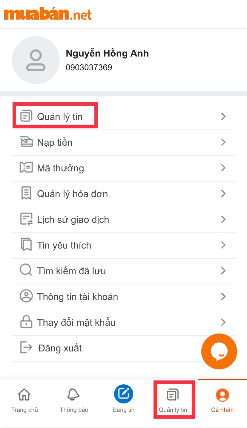 Cách Sửa tin đã đăng